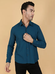 KOTTY Men Solid Casual Blue Shirt 