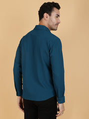 KOTTY Men Solid Casual Blue Shirt 