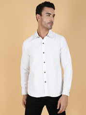 KOTTY Men Solid Casual White Shirt 