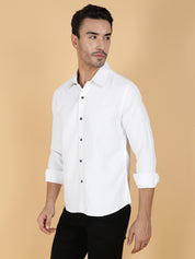 KOTTY Men Solid Casual White Shirt 