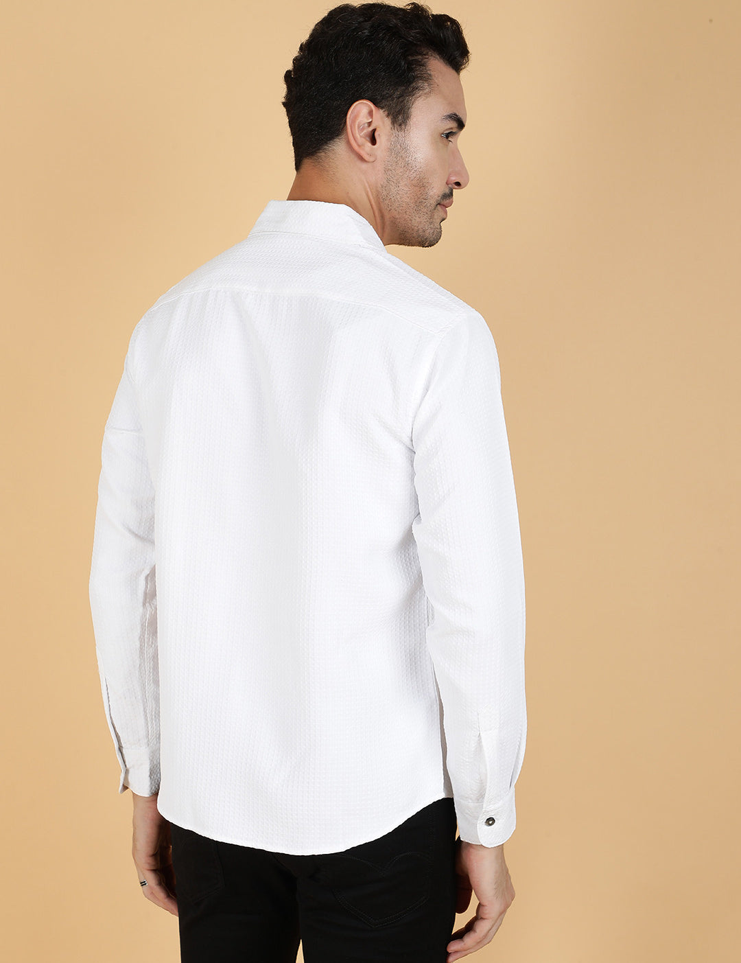 KOTTY Men Solid Casual White Shirt 