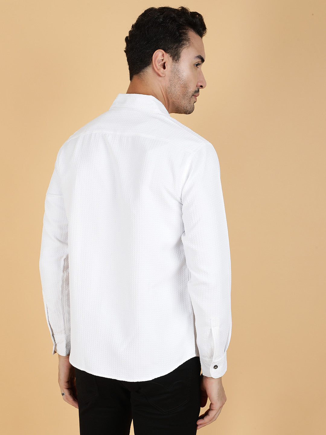 KOTTY Men Solid Casual White Shirt 