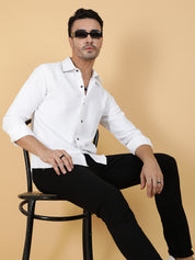 KOTTY Men Solid Casual White Shirt 