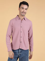 KOTTY Men Printed Casual Pink Shirt 