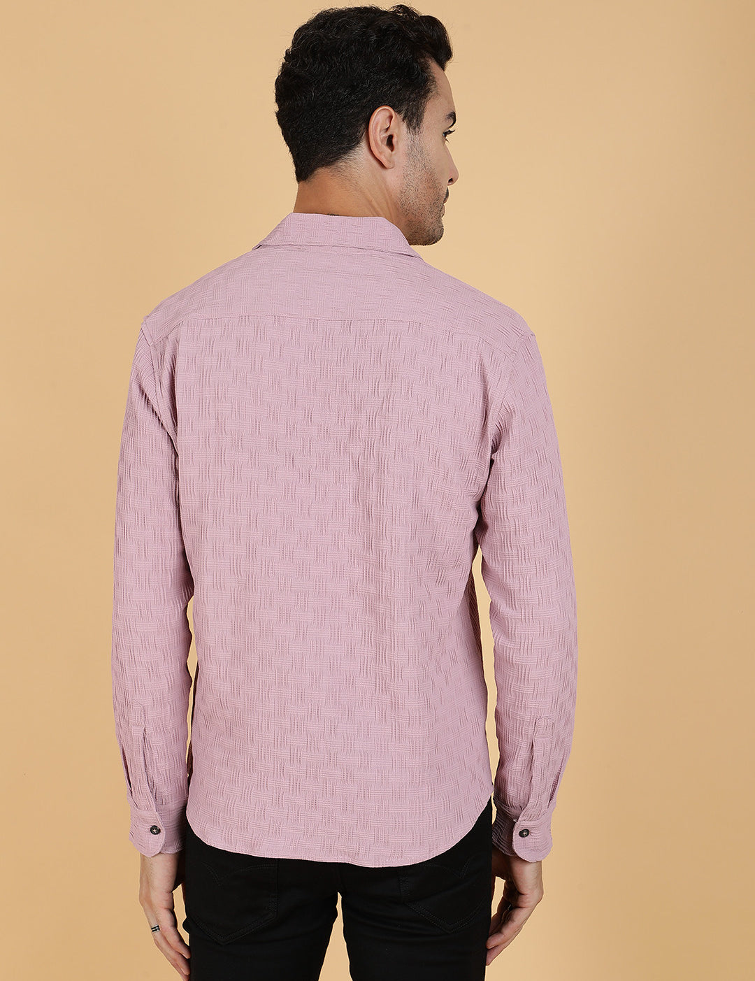 KOTTY Men Solid Casual Pink Shirt 