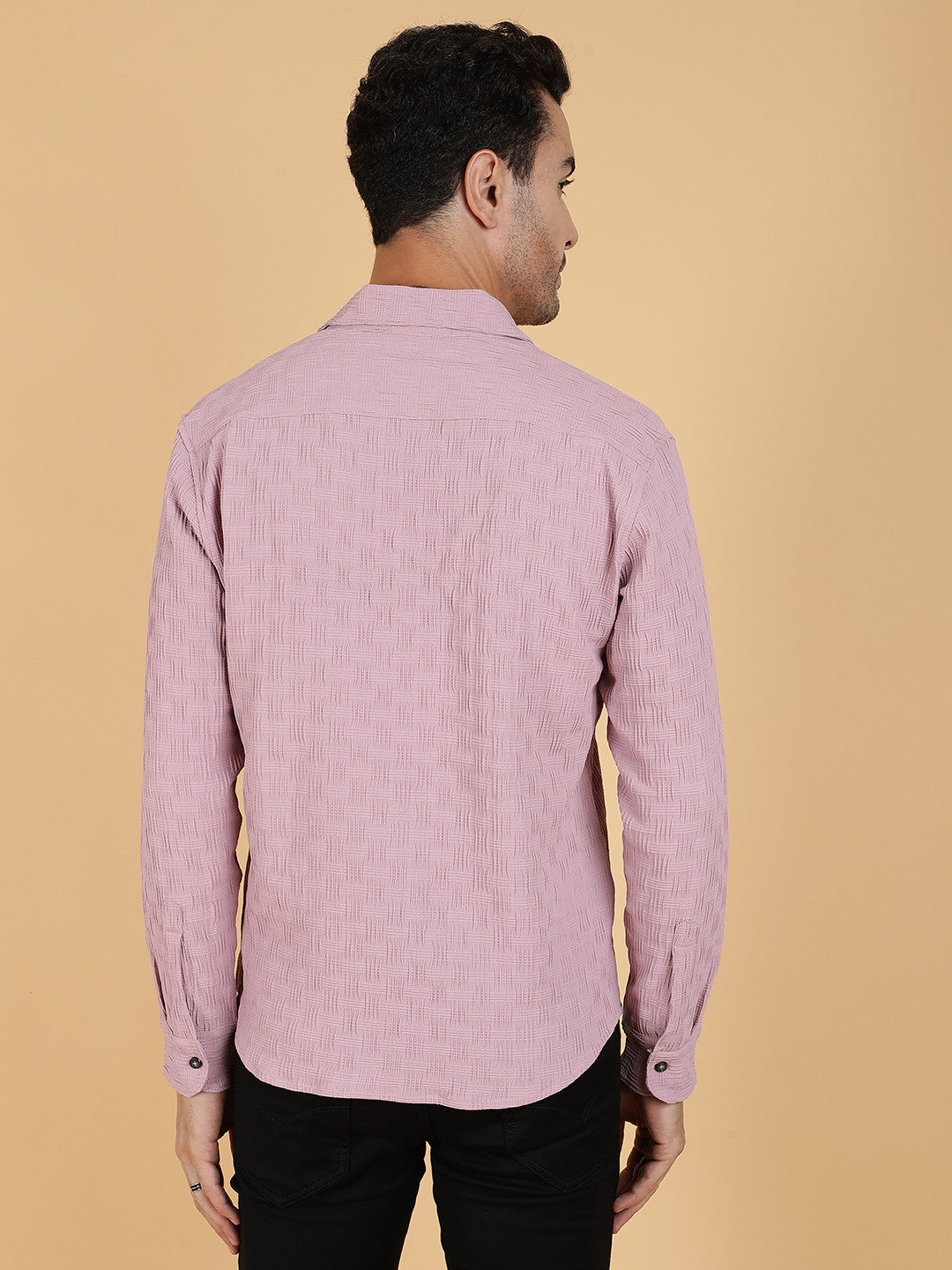 KOTTY Men Solid Casual Pink Shirt 