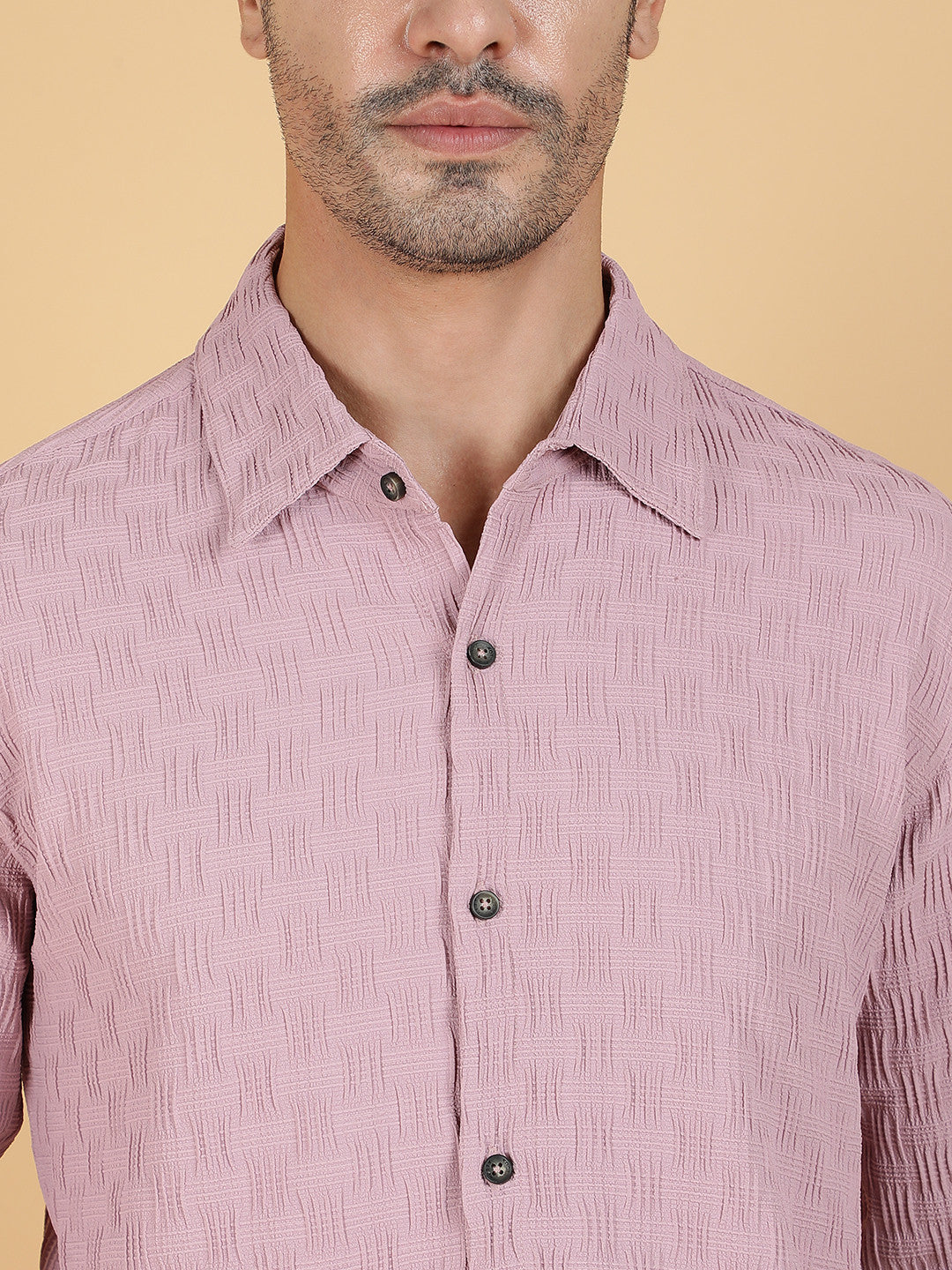 KOTTY Men Solid Casual Pink Shirt 