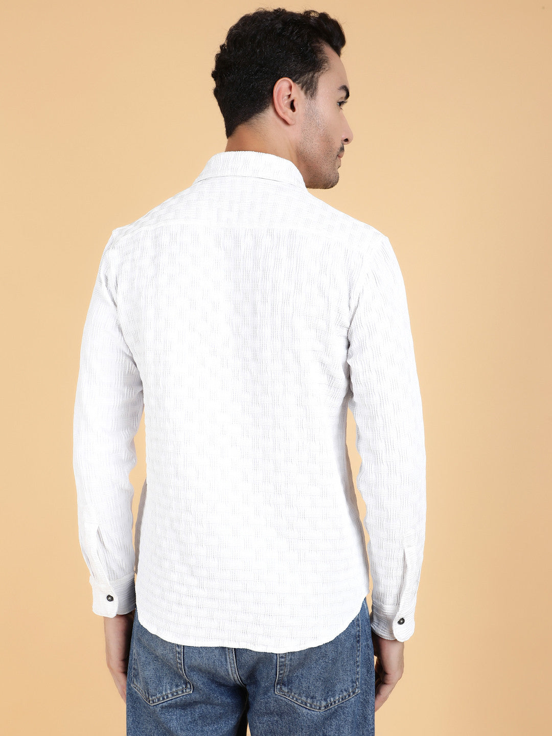 KOTTY Men Printed Casual White Shirt 