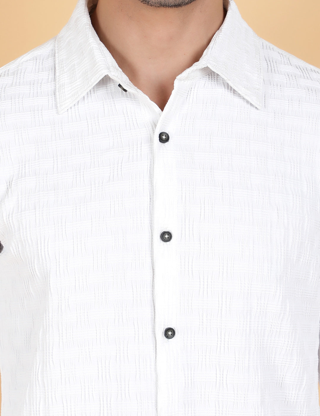 KOTTY Men Printed Casual White Shirt 