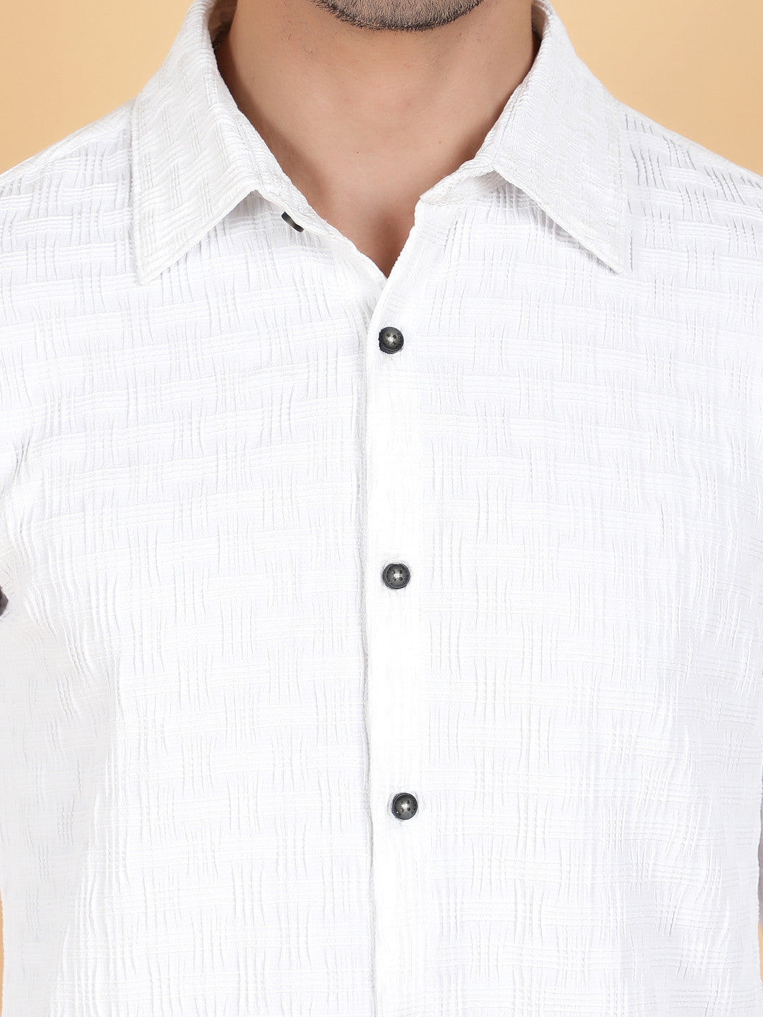 KOTTY Men Printed Casual White Shirt 
