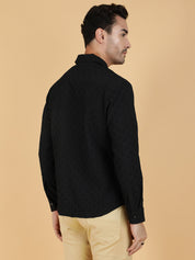 KOTTY Men Solid Casual Black Shirt 
