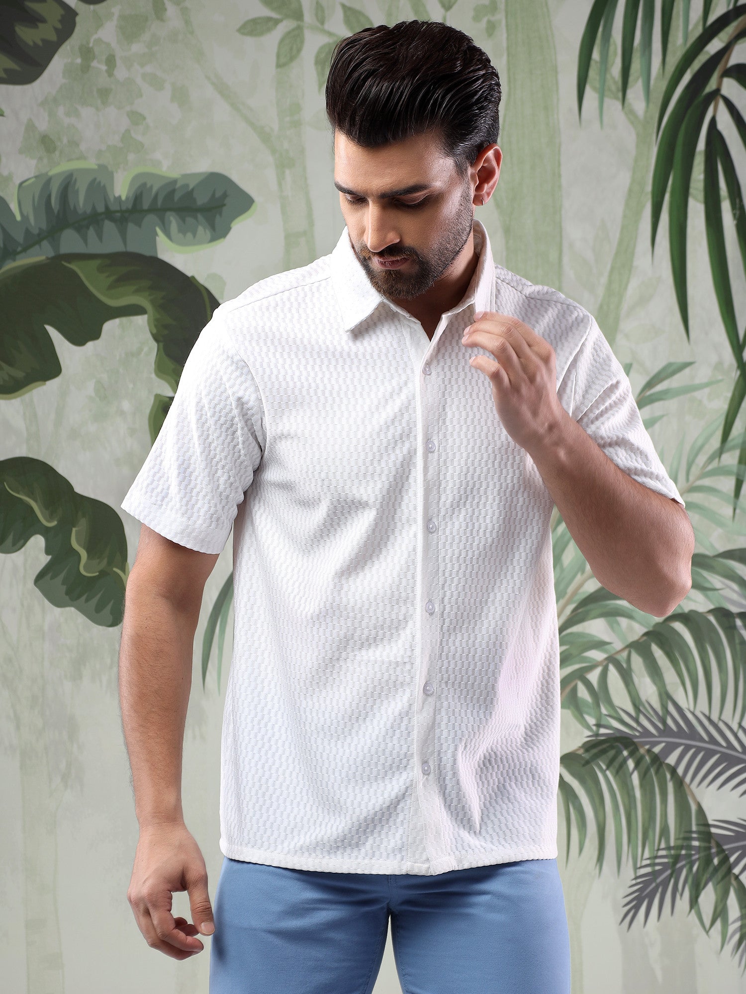 KOTTY Men Solid Casual White Shirt 