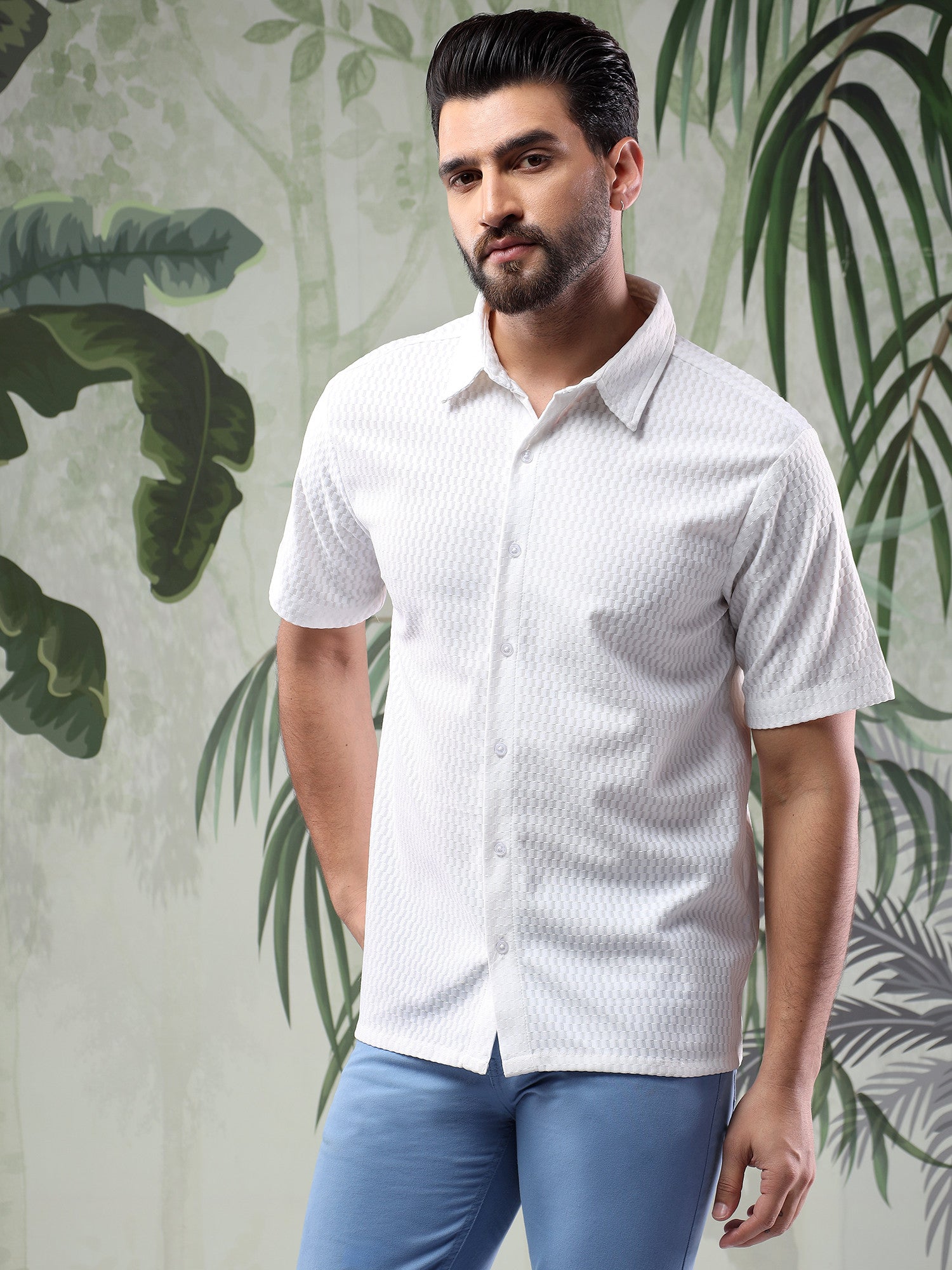 KOTTY Men Solid Casual White Shirt 
