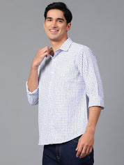 KOTTY Men Checkered Casual Blue, White Shirt 