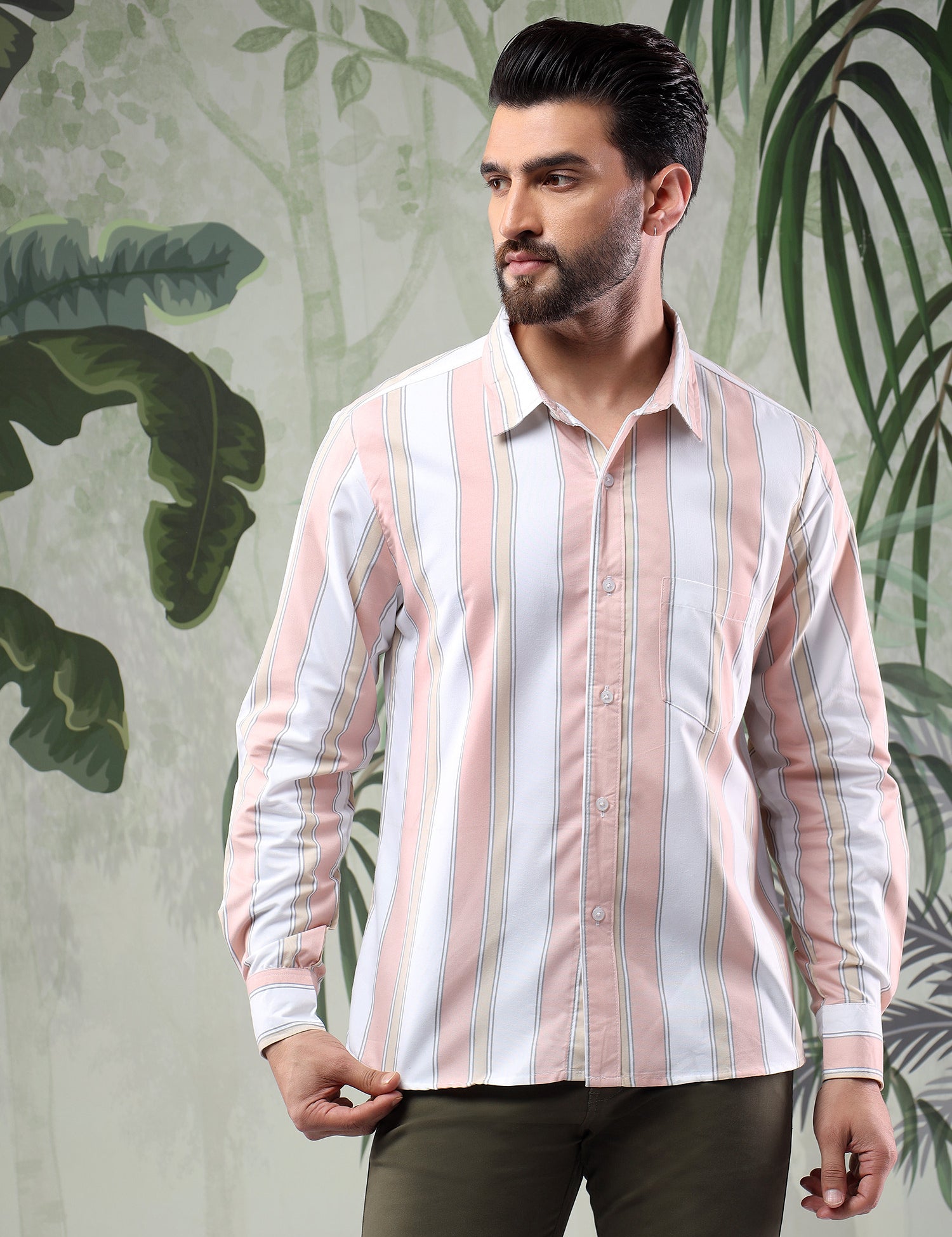 KOTTY Men Printed Casual Pink, White Shirt 