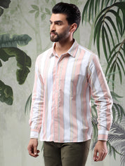 KOTTY Men Printed Casual Pink, White Shirt 