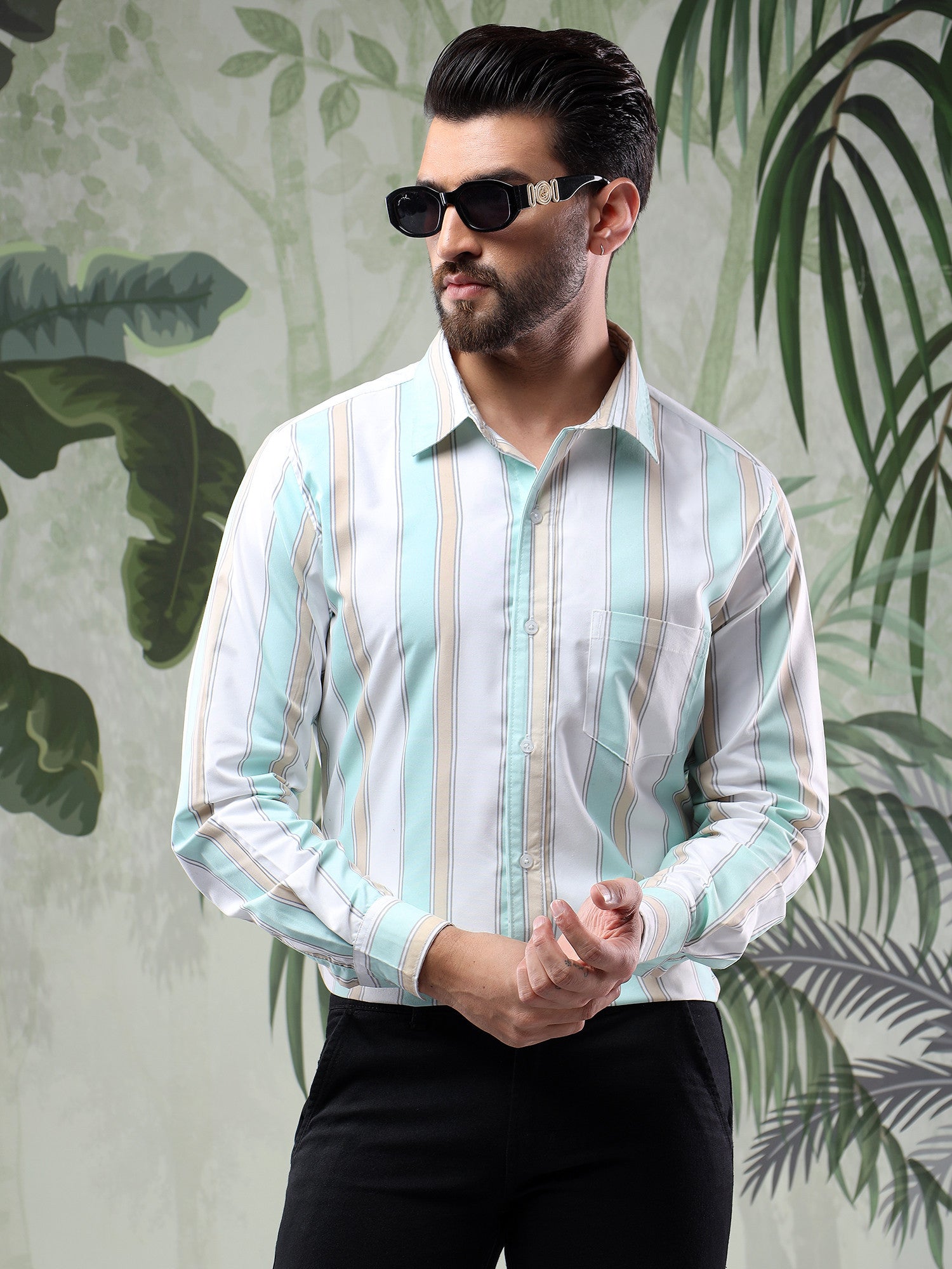 KOTTY Men Striped Casual Multicolor Shirt 