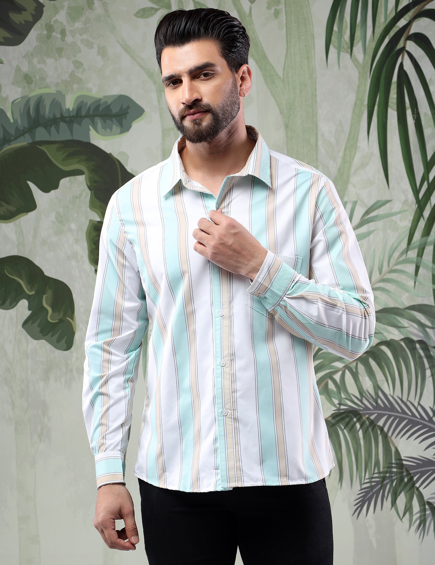 KOTTY Men Striped Casual Multicolor Shirt 