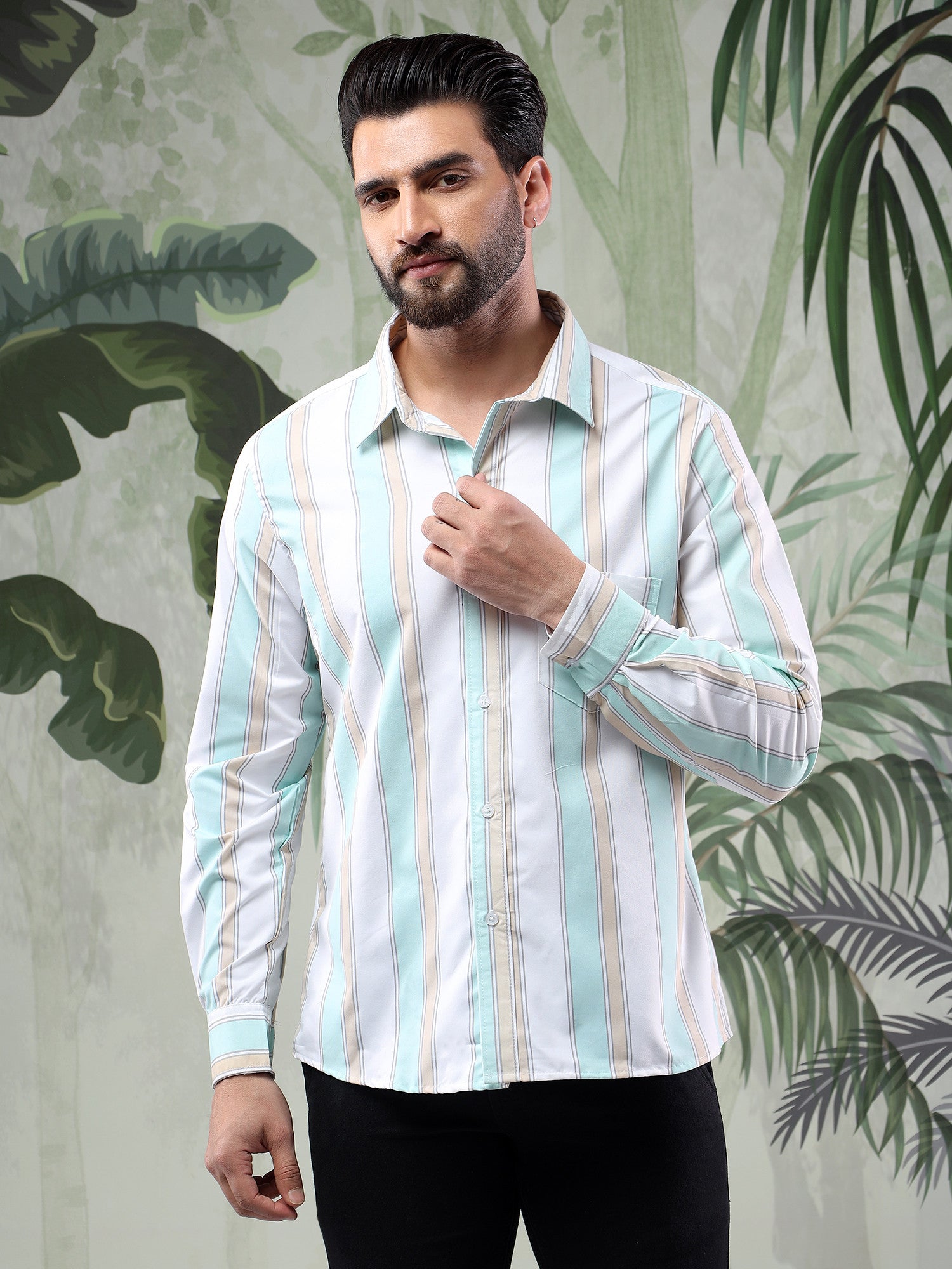 KOTTY Men Striped Casual Multicolor Shirt 
