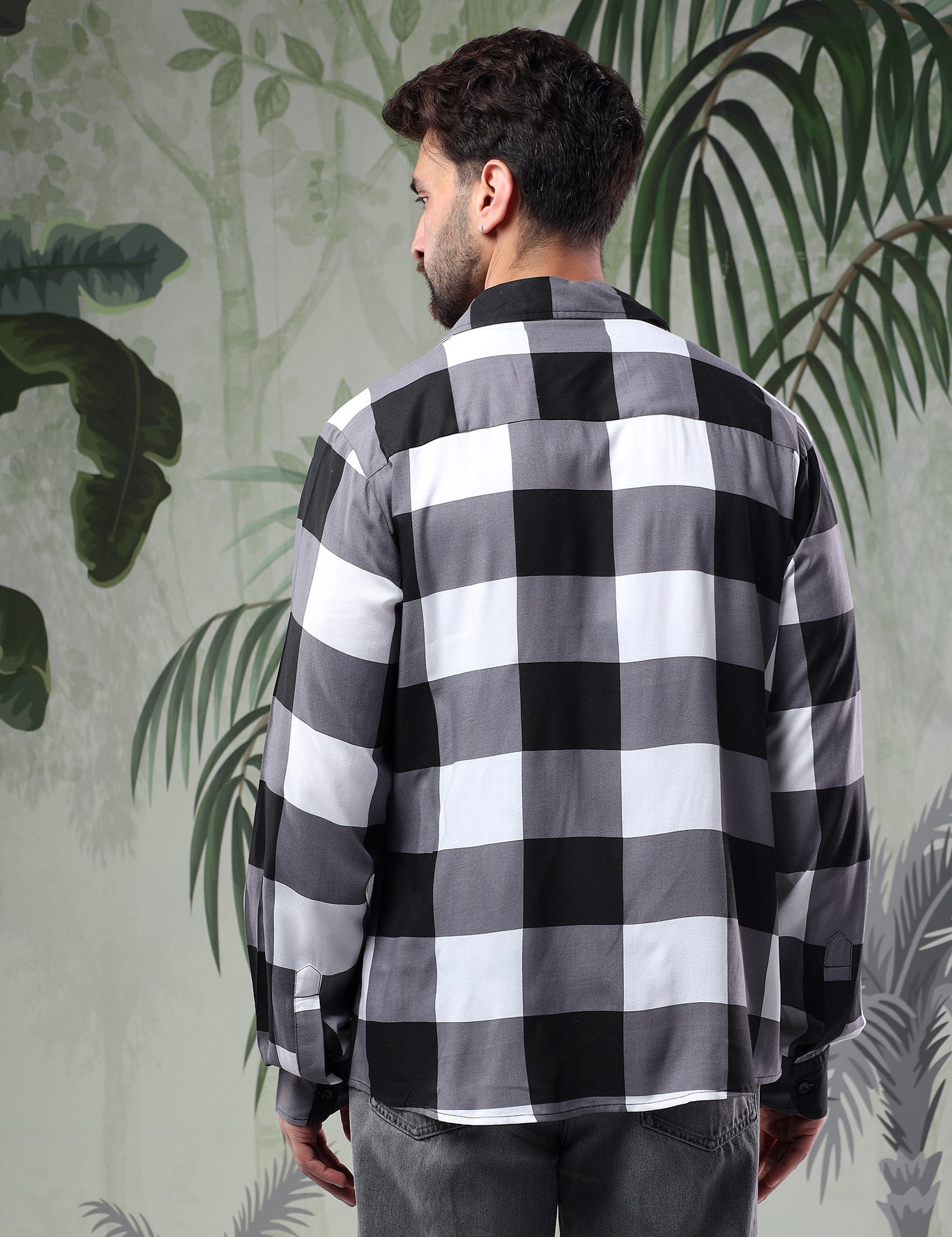 KOTTY Men Checkered Casual Black, White Shirt 