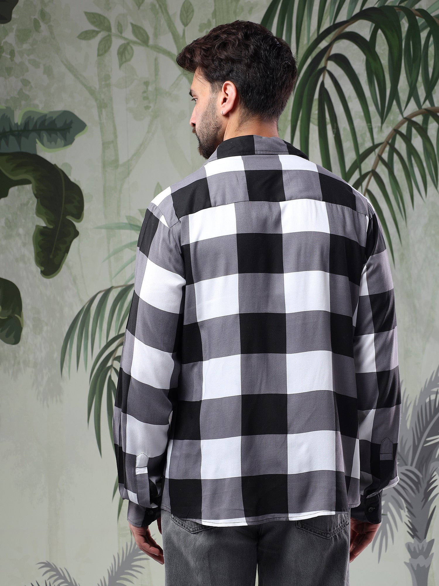 KOTTY Men Checkered Casual Black, White Shirt 