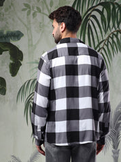 KOTTY Men Checkered Casual Black, White Shirt 