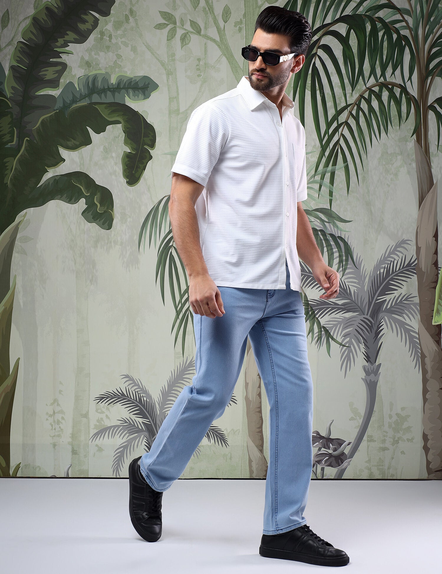 KOTTY Men Checkered Casual White Shirt 