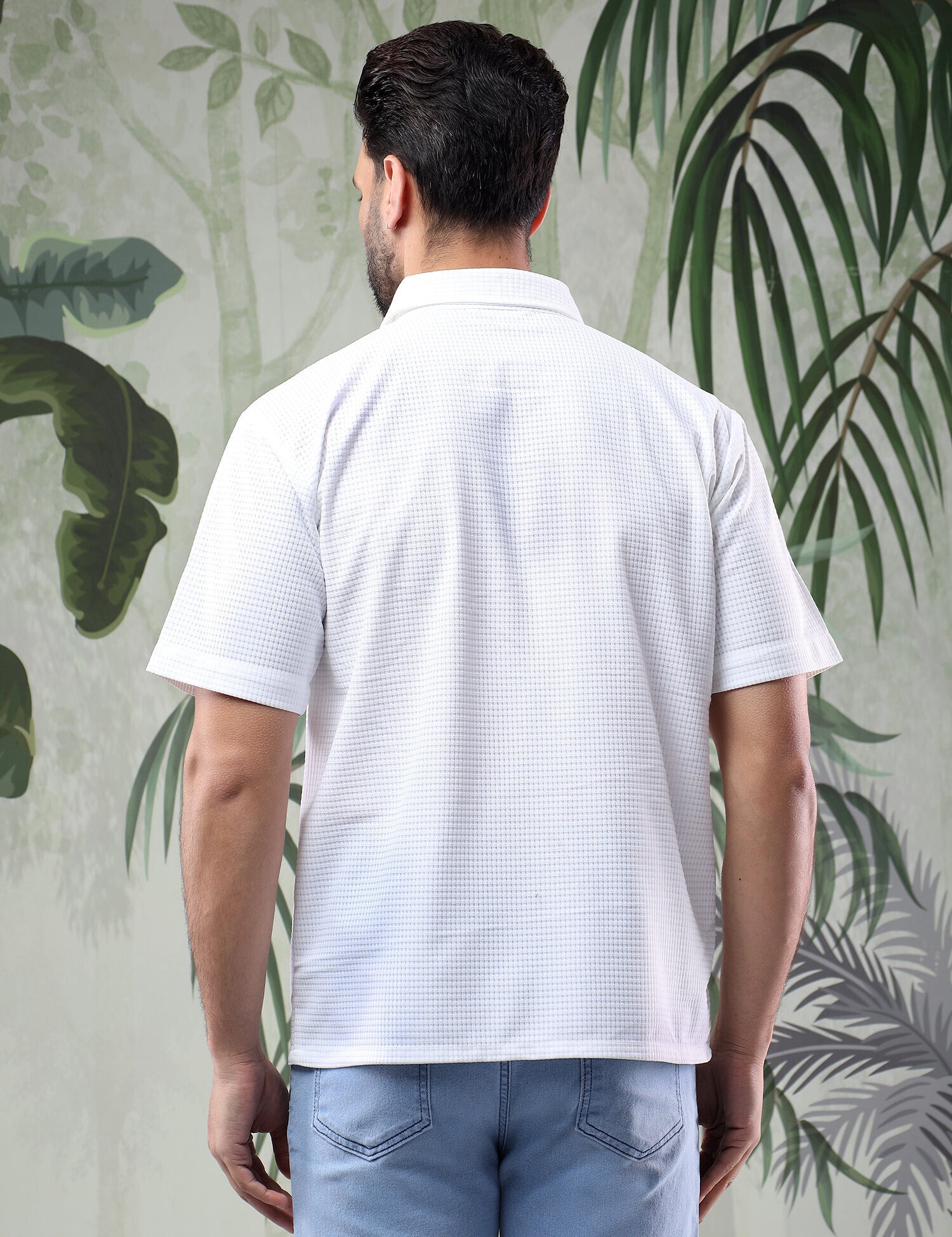 KOTTY Men Checkered Casual White Shirt 