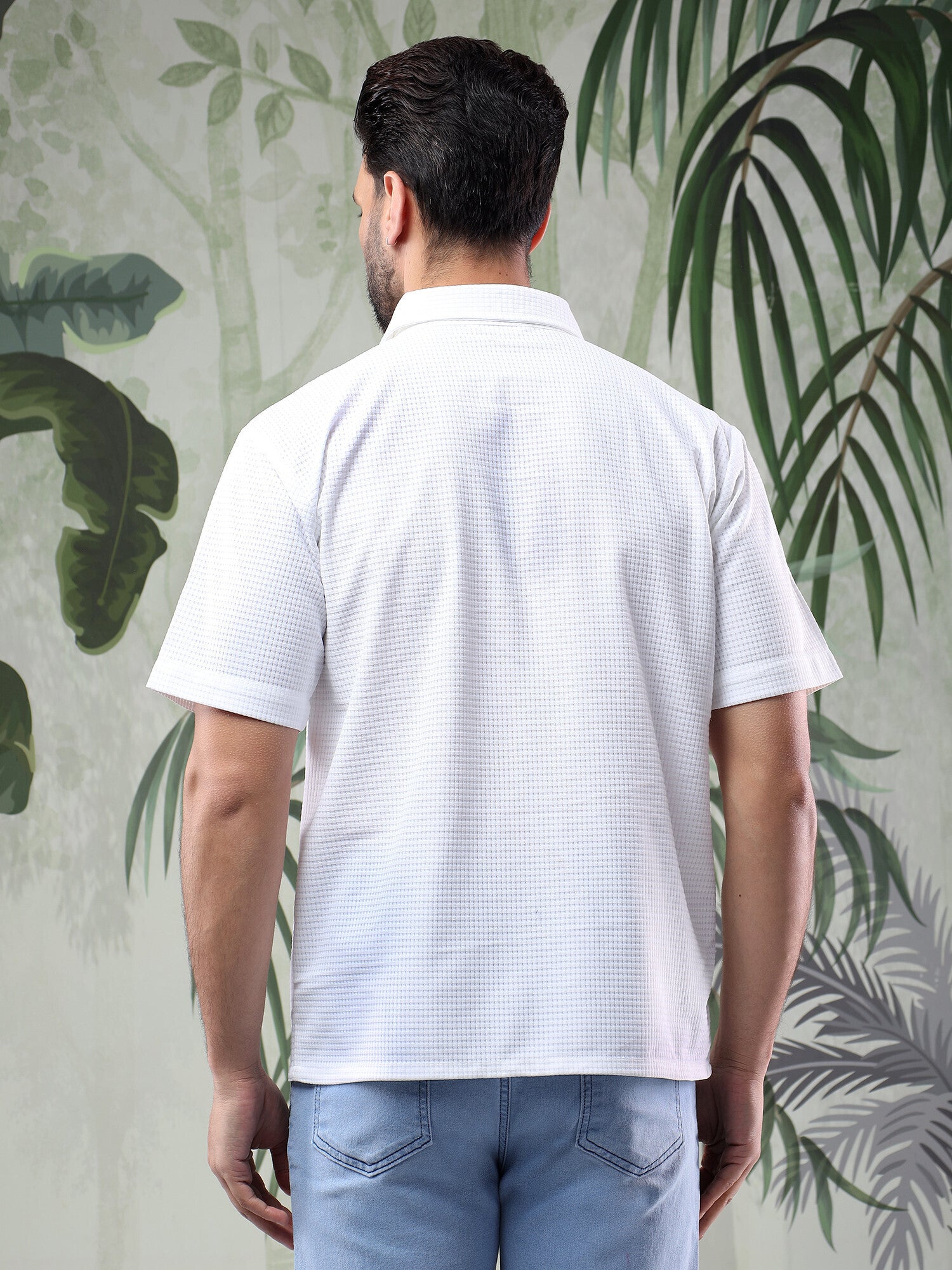 KOTTY Men Checkered Casual White Shirt 