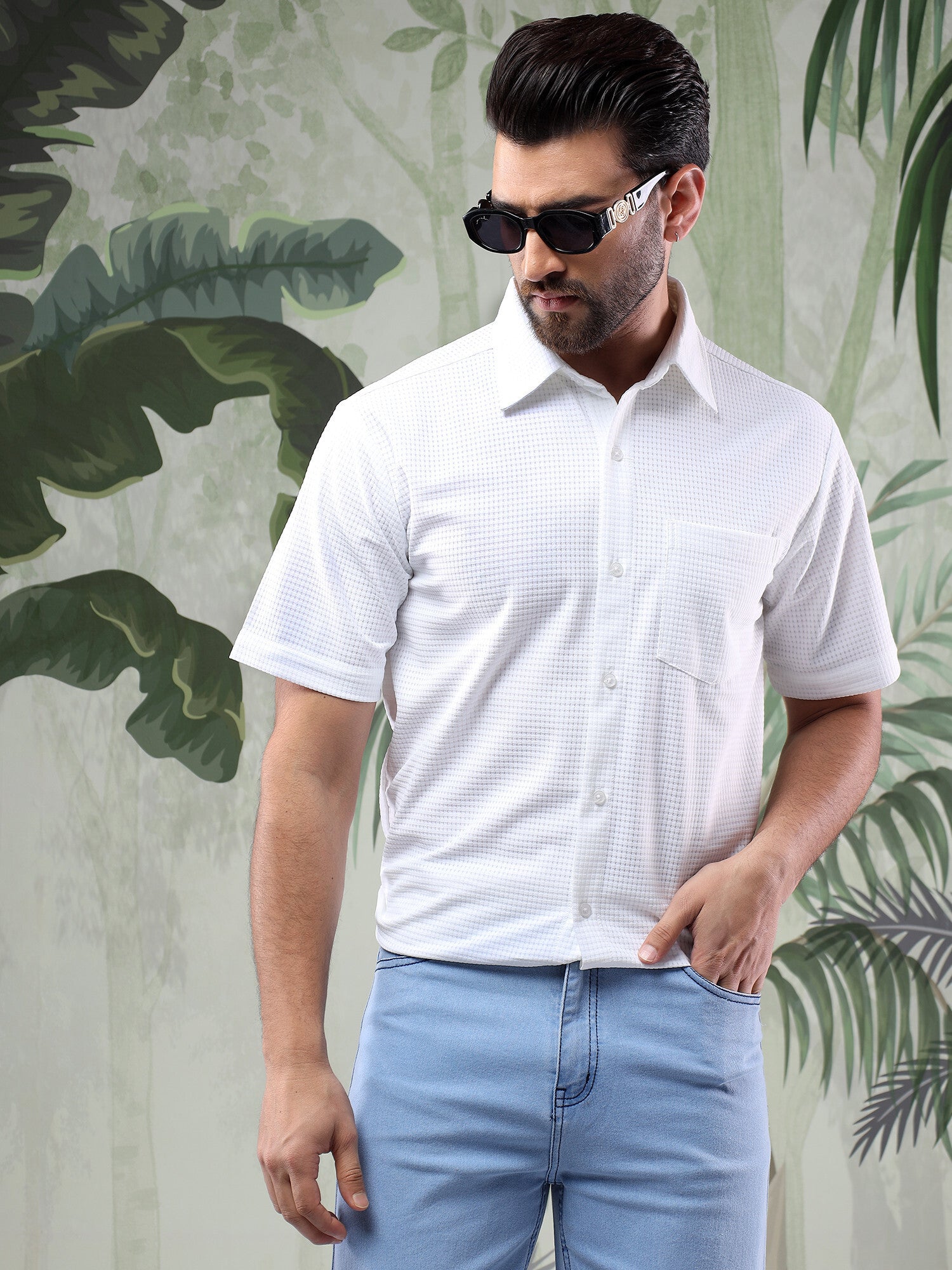 KOTTY Men Solid Casual White Shirt 