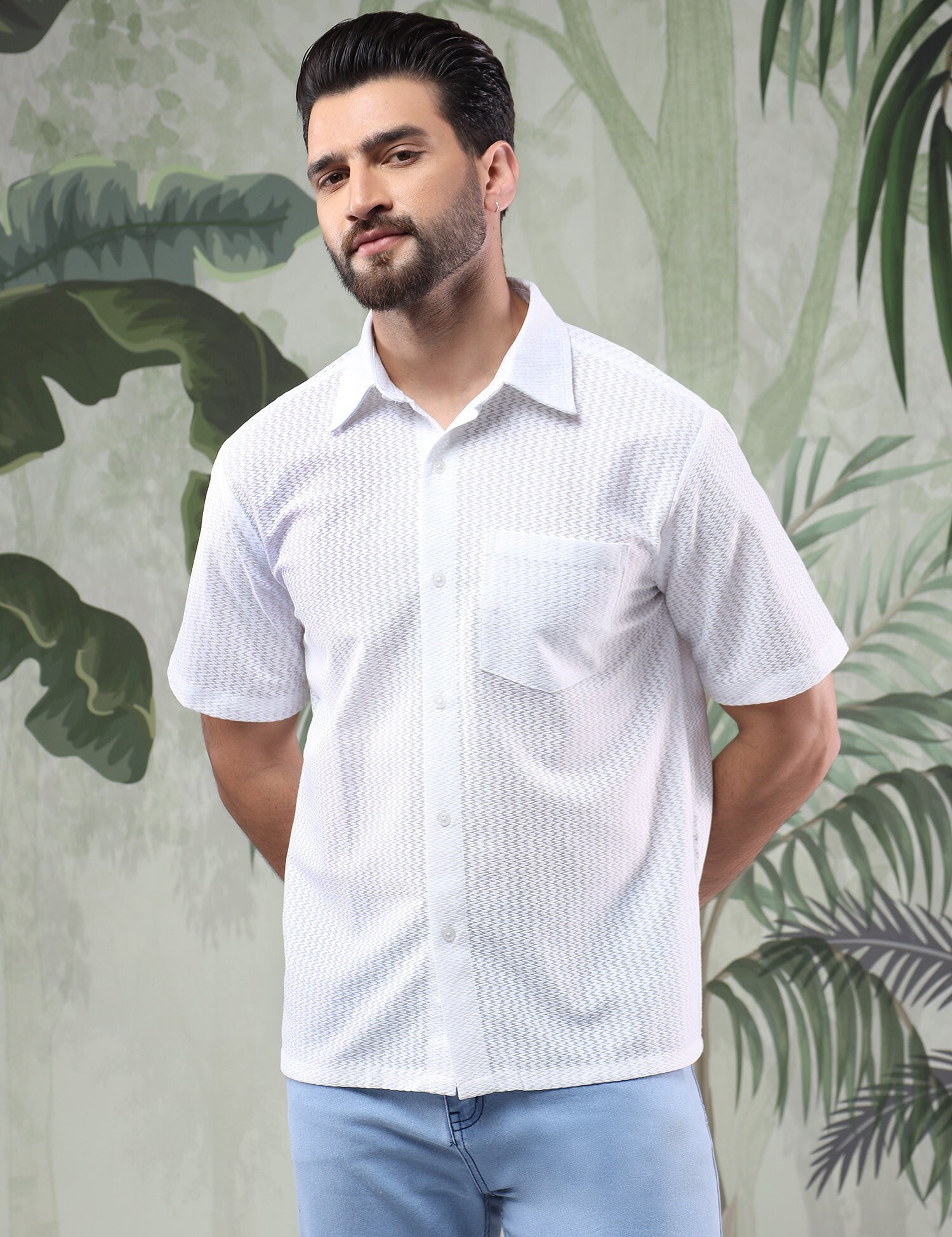 KOTTY Men Solid Casual White Shirt 