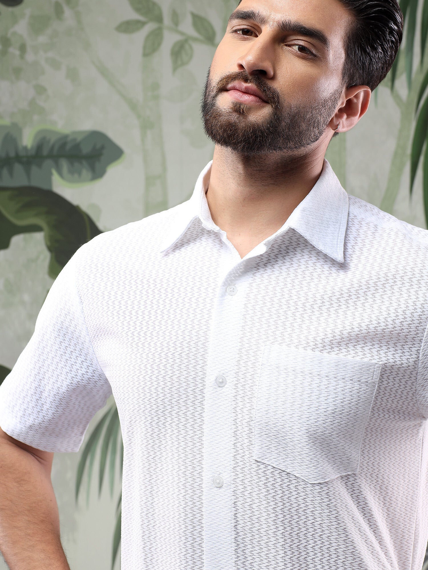 KOTTY Men Solid Casual White Shirt 