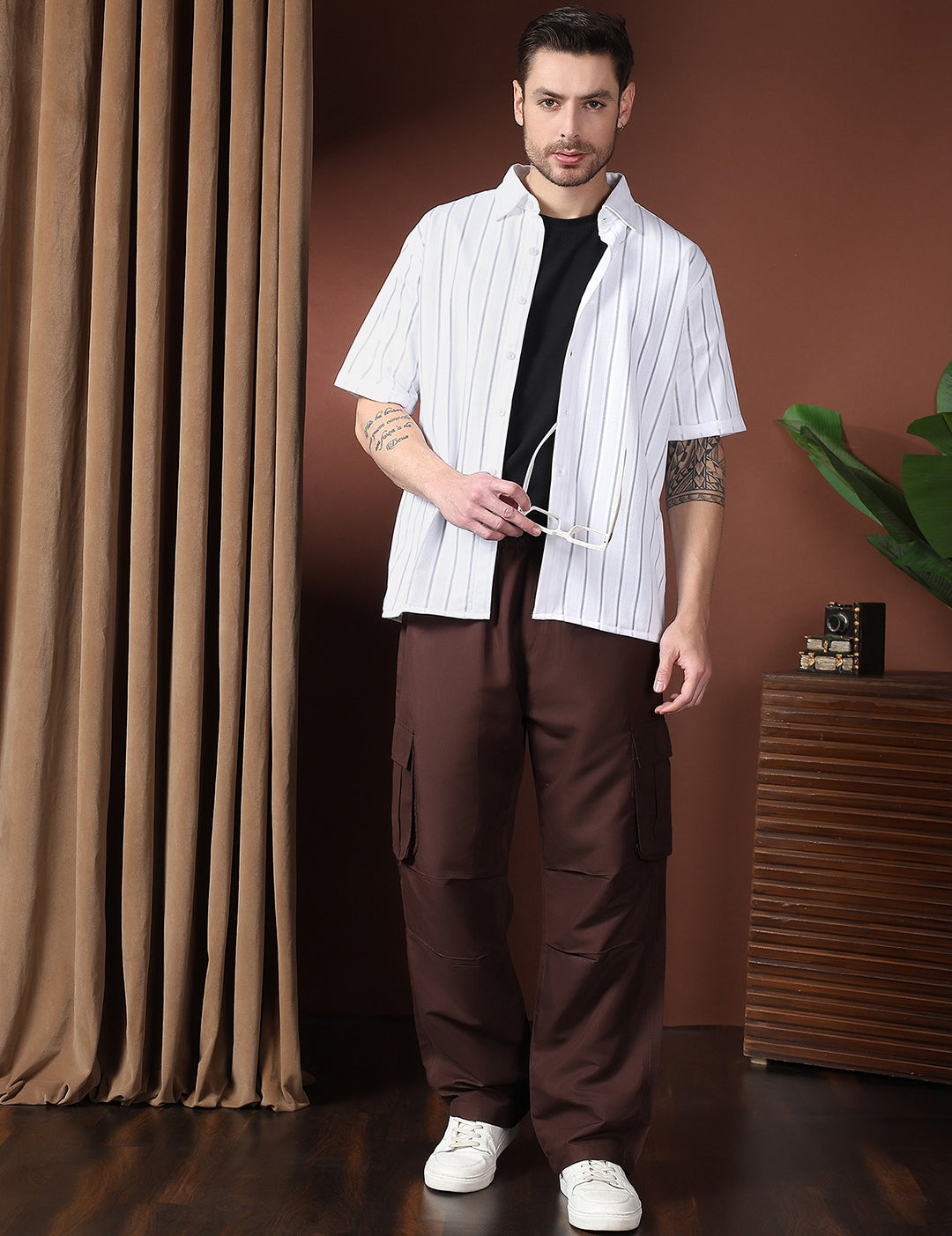 KOTTY Men Solid Casual White Shirt 