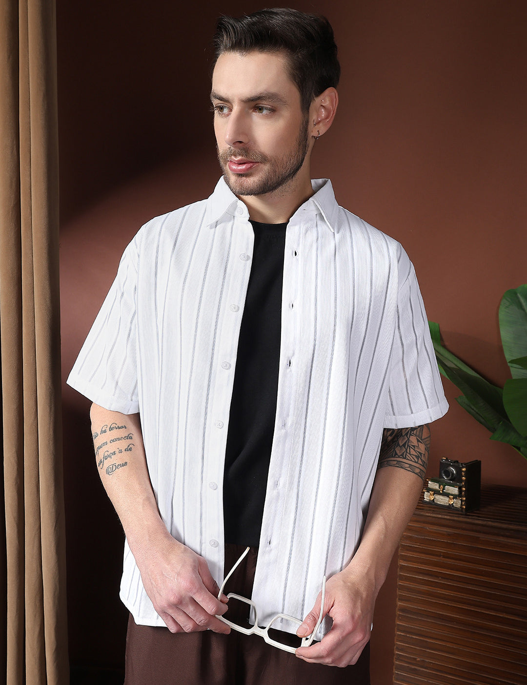 KOTTY Men Solid Casual White Shirt 