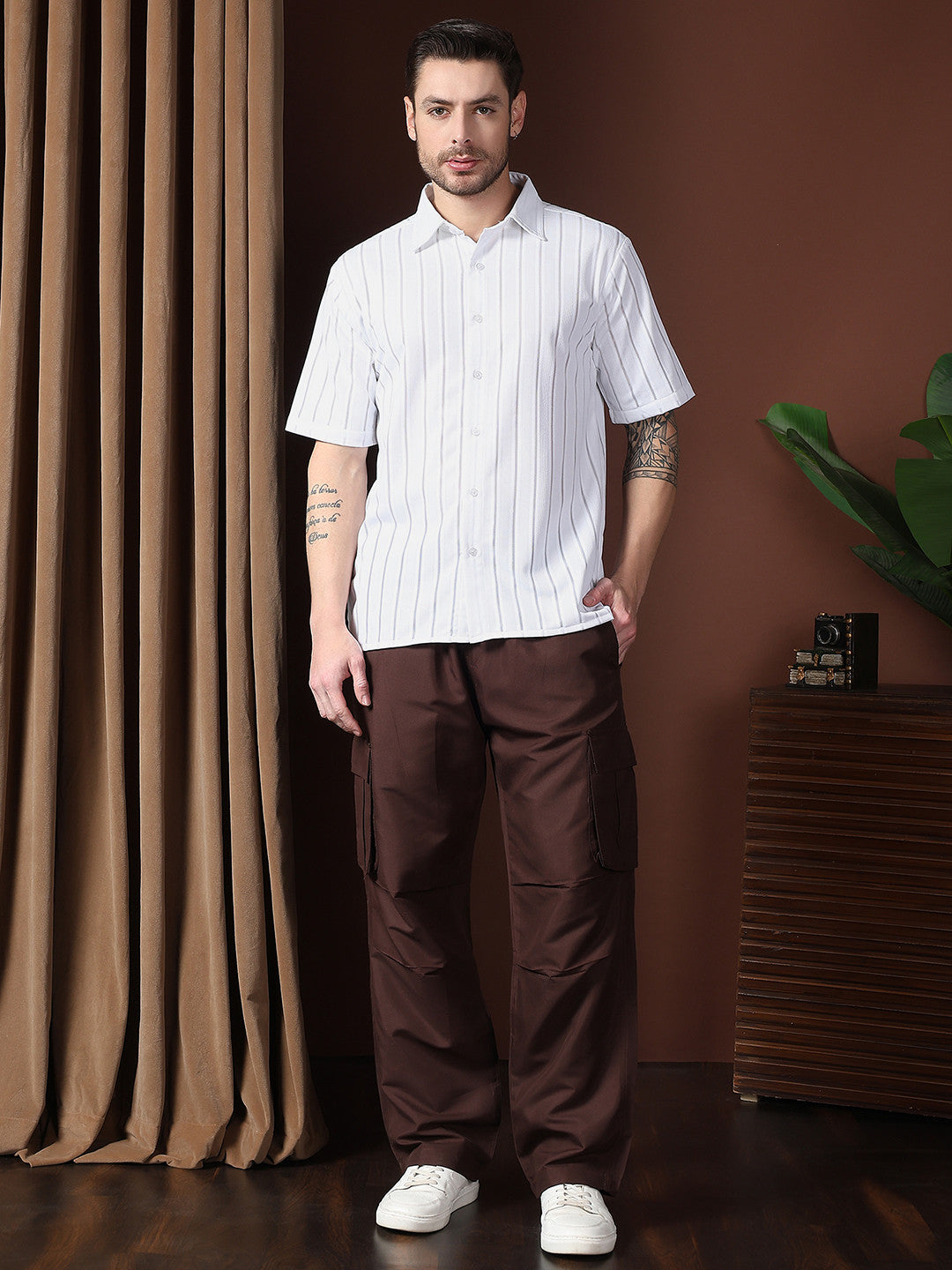 KOTTY Men Solid Casual White Shirt 
