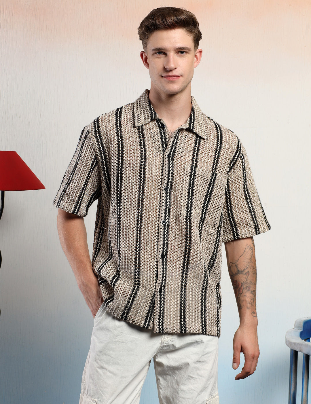 KOTTY Men Striped Casual Multicolor Shirt 