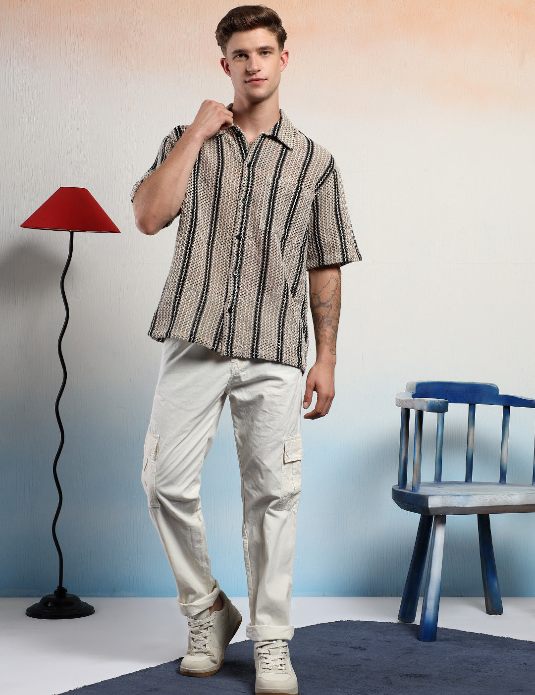 KOTTY Men Striped Casual Multicolor Shirt 