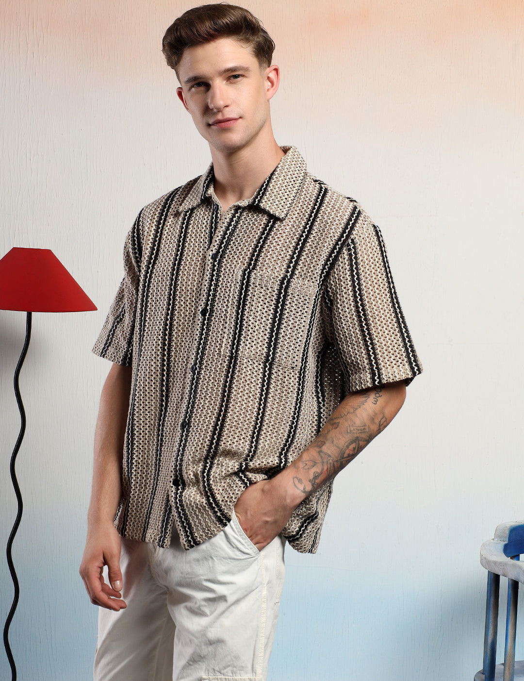 KOTTY Men Striped Casual Multicolor Shirt 