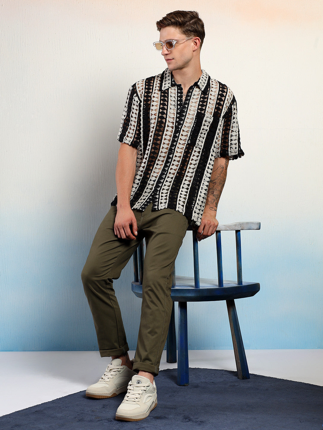 KOTTY Men Striped Casual Multicolor Shirt 