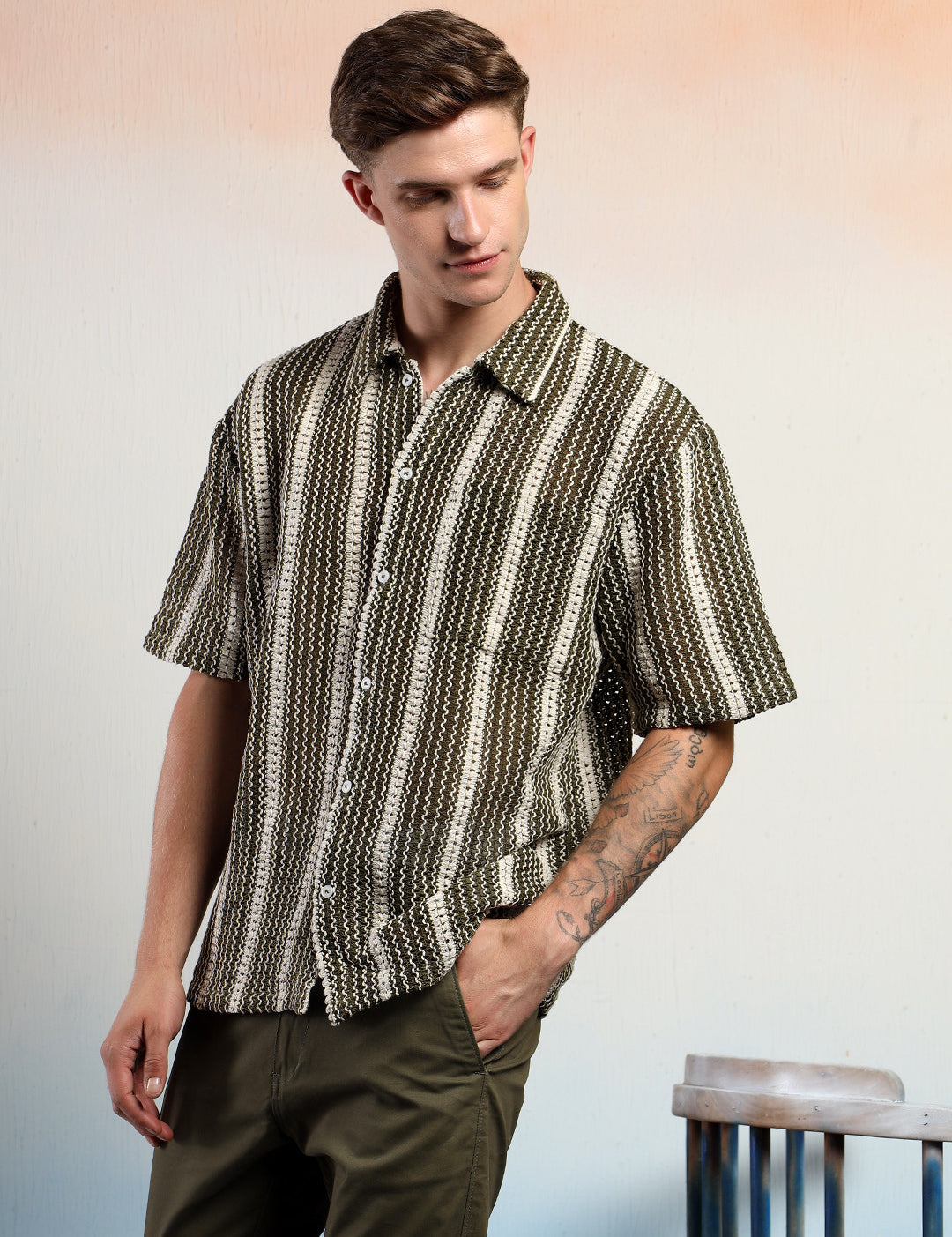 KOTTY Men Striped Casual Multicolor Shirt 