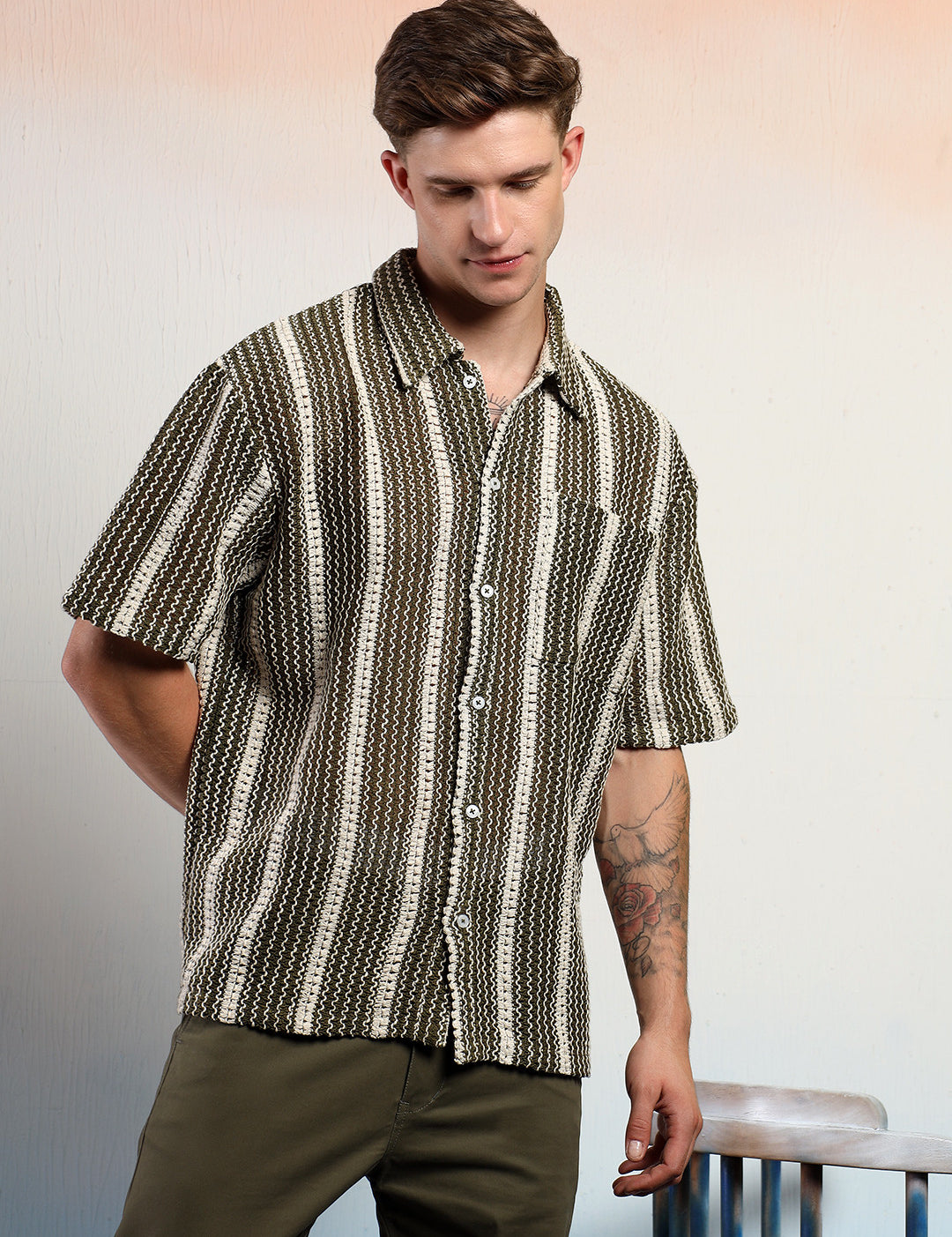 KOTTY Men Striped Casual Multicolor Shirt 