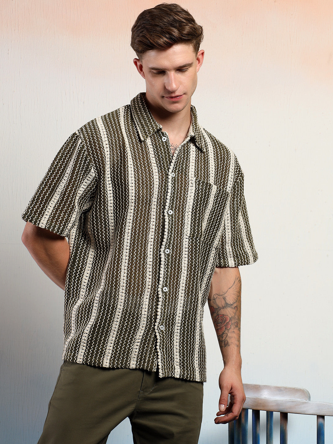 KOTTY Men Striped Casual Multicolor Shirt 