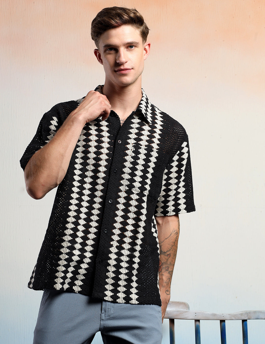 KOTTY Men Striped Casual Multicolor Shirt 