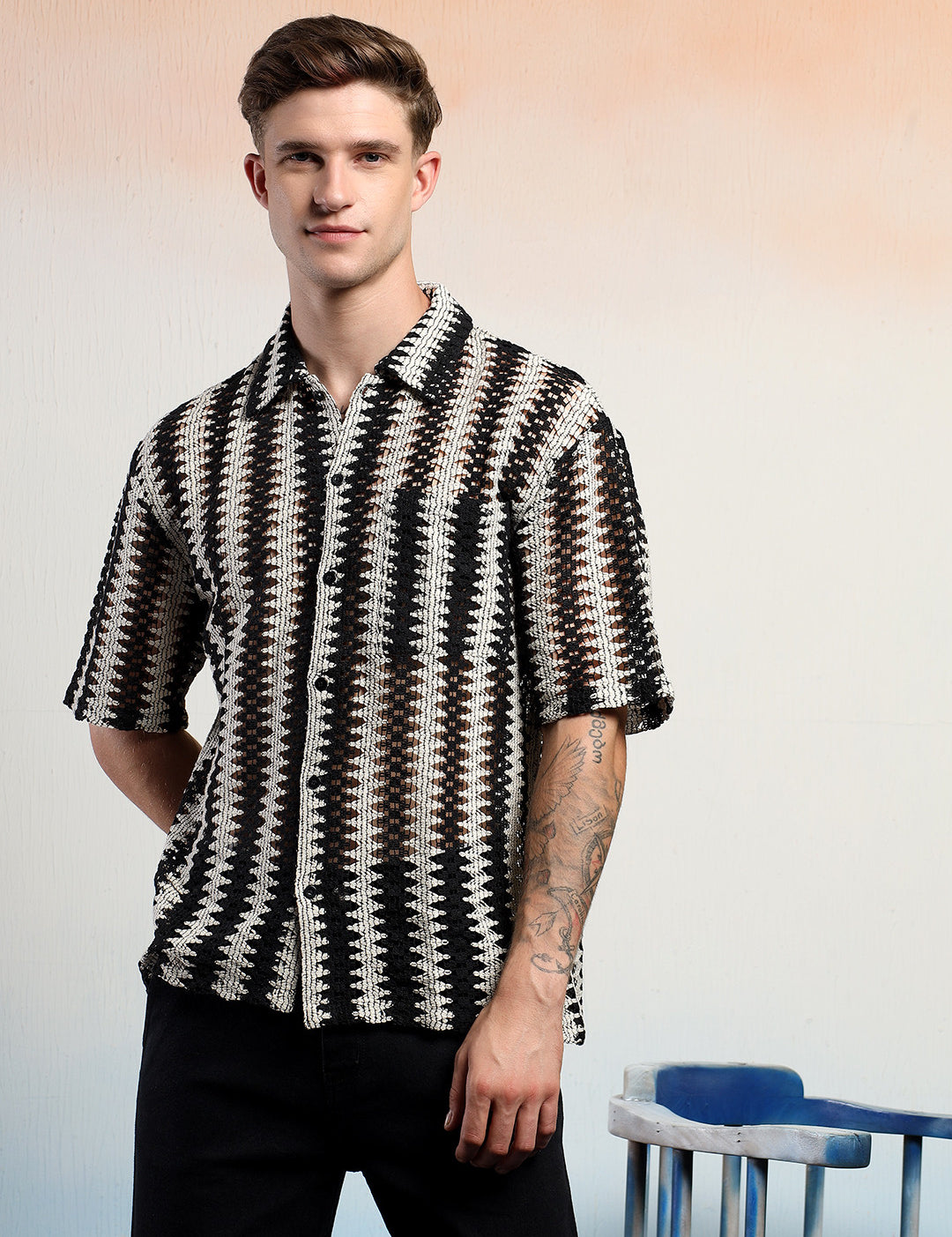 KOTTY Men Striped Casual Multicolor Shirt 
