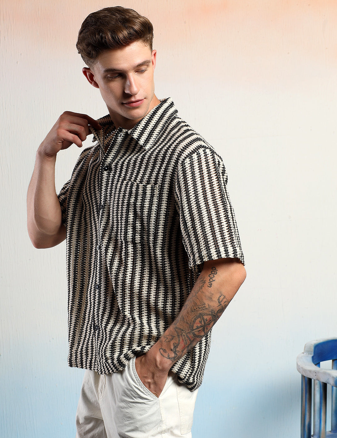 KOTTY Men Striped Casual Multicolor Shirt 