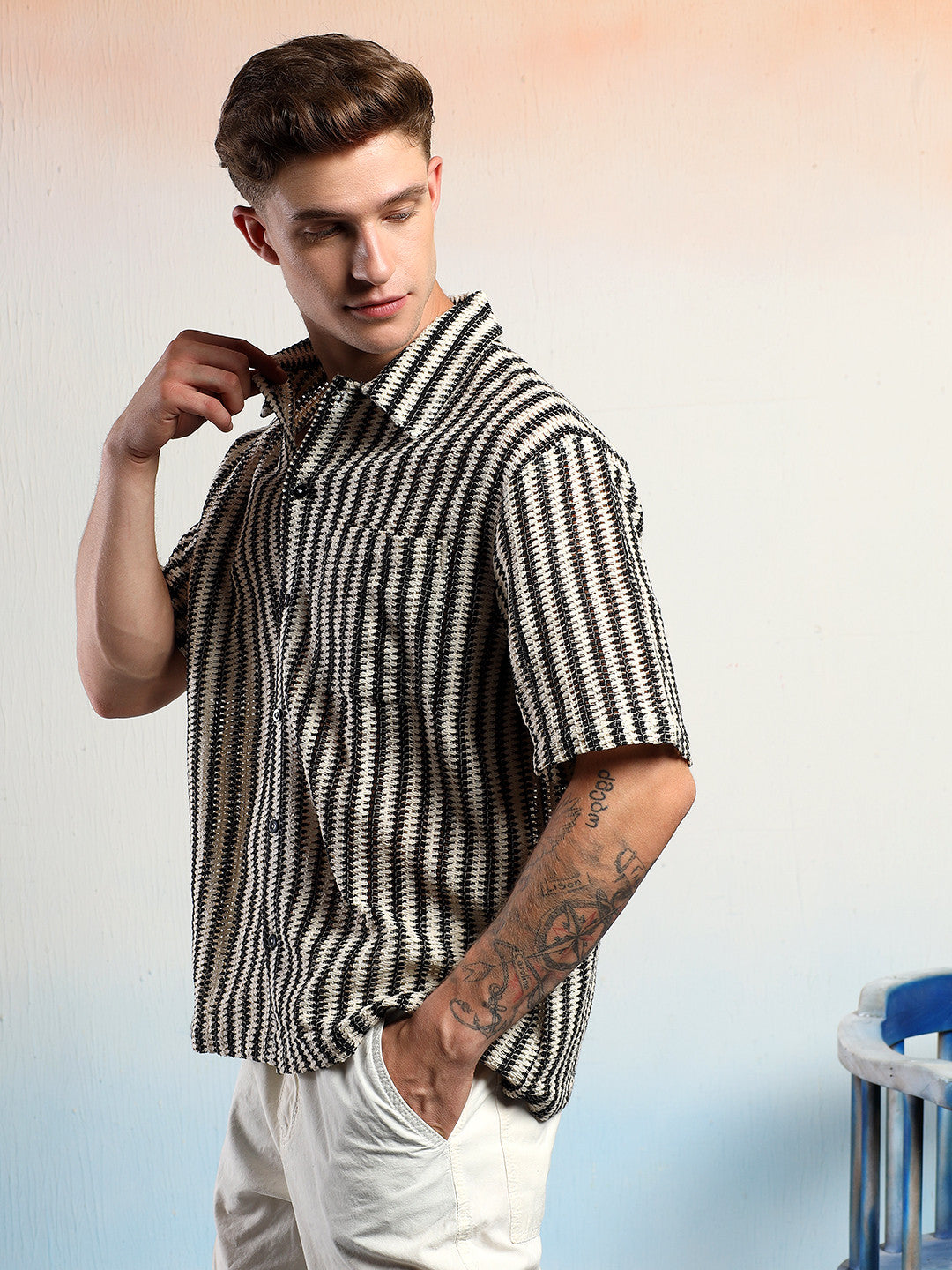 KOTTY Men Striped Casual Multicolor Shirt 