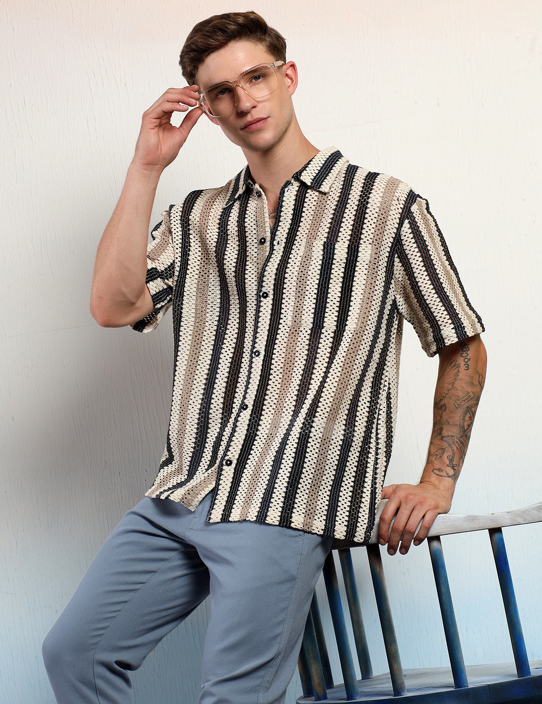 KOTTY Men Striped Casual Multicolor Shirt 