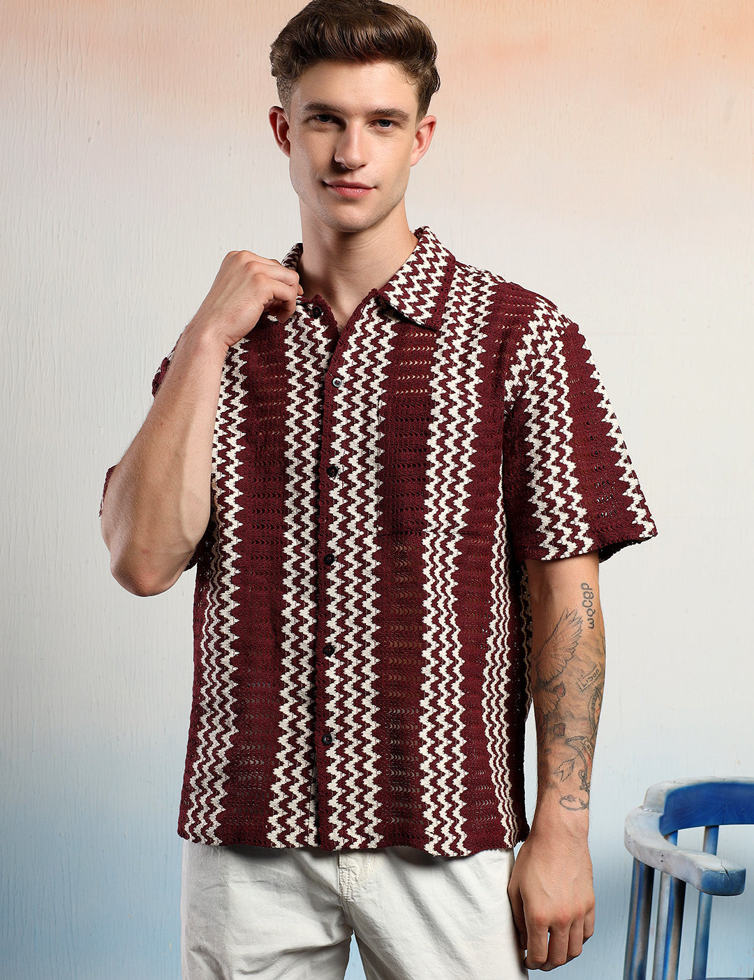 KOTTY Men Striped Casual Multicolor Shirt 