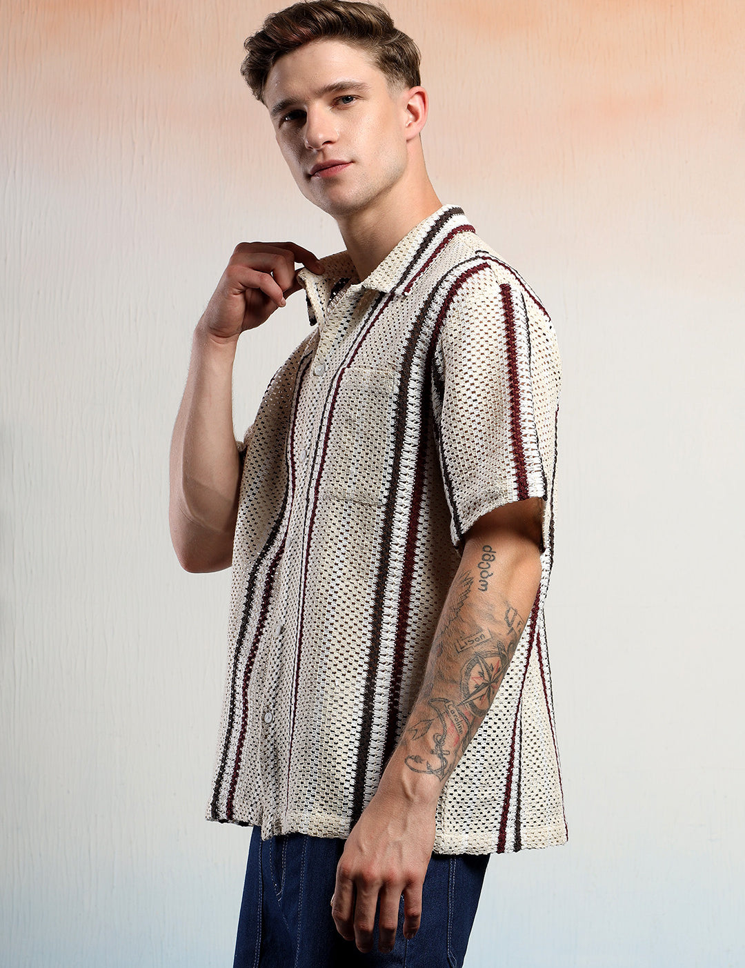 KOTTY Men Striped Casual Multicolor Shirt 