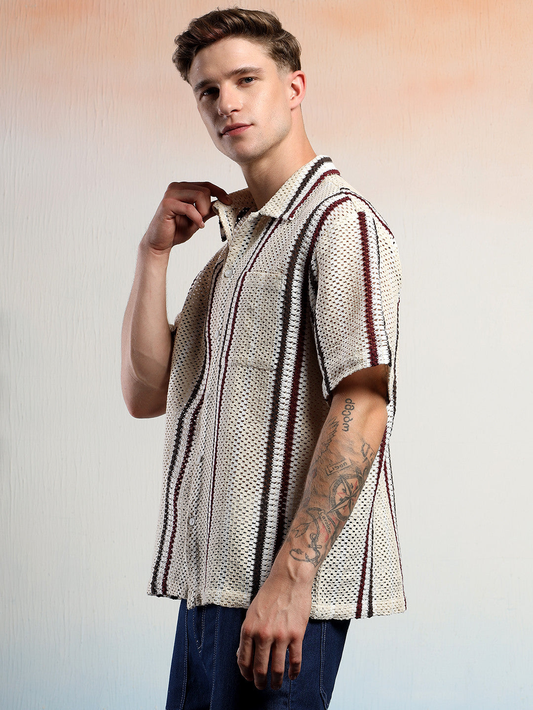 KOTTY Men Striped Casual Multicolor Shirt 